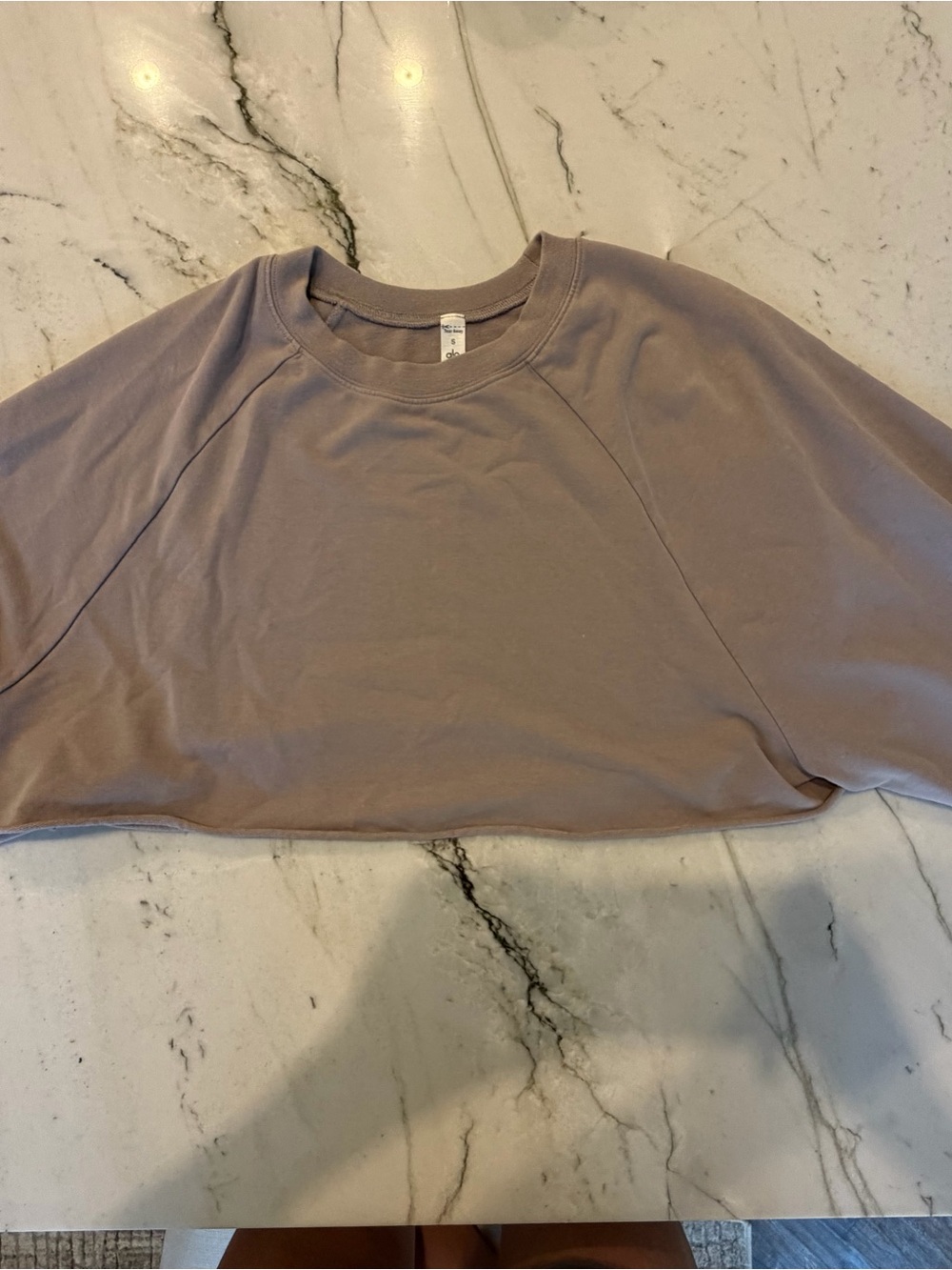 ALO Yoga Taupe Cropped Raglan Sweatshirt